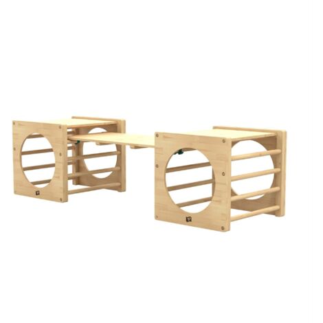 Cube d'escalade x2 + Pont toboggan en bois FSC® (1/4)