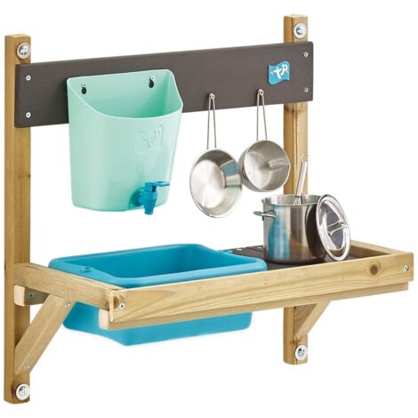 Tp Toys – Cuisine extérieure pour enfant – Bois FSC® – Dimensions L.55 x l.31 x H.56 cm – Ustensiles inclus – Pour jeu créatif et imagination (1/10)