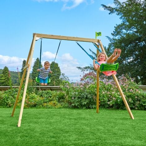 Portique FOREST 2 balançoires - kit d'ancrage - bois FSC® h200 cm