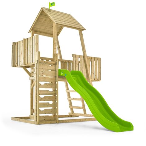 Aire de jeux KINGSWOOD tour - échelle - plateforme - balcon - bac à sable - kit d'ancrage - toboggan - bois FSC® h306 cm