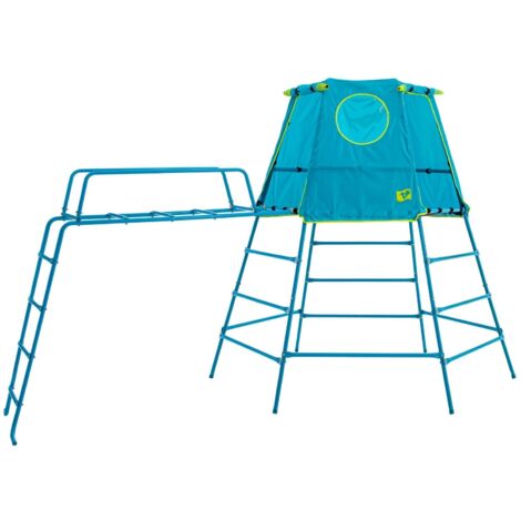 Aire de jeux métal EXPLORER TOUR - tapis explorer - hublot - pont de singe - kit d'ancrage h201 cm