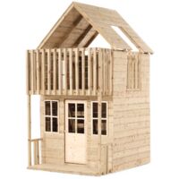 Tp Toys – Maisonnette cabane en bois traité autoclave classe III – Dimensions 127 x 161 x 248 cm – 2 étages avec terrasse et échelle
