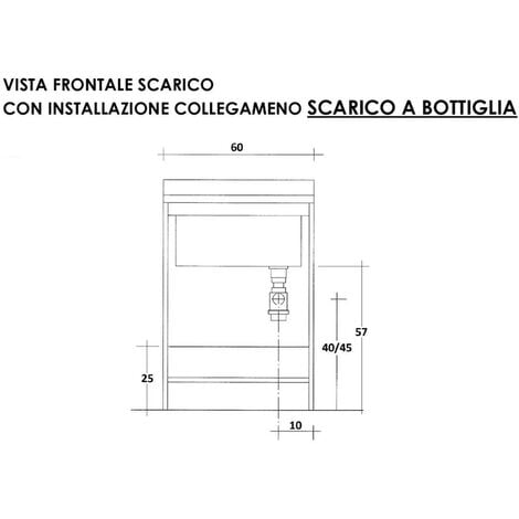 Edilla Montegrappa Mobile lavatoio lavanderia asse legno 2 ante 60x60cm