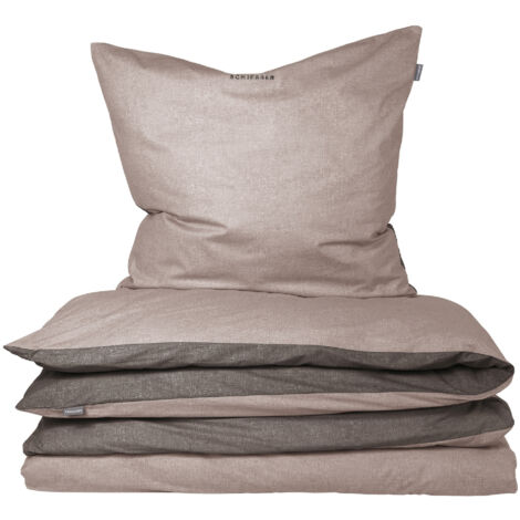 Schiesser Wendebettwäsche Doubleface Silber-Anthrazit 200x220cm, 100umwolle