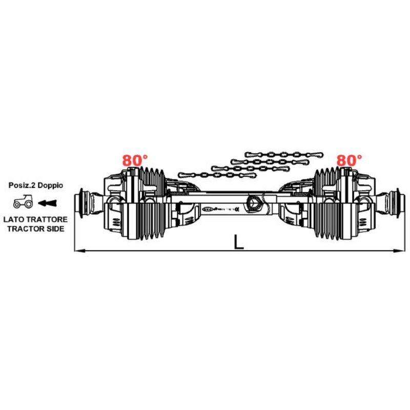 Albero cardanico omocinetico doppio per trasmissione di potenza del trattore  Ama Cardan Omocinetico doppio 