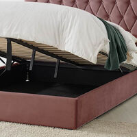 Waldorf Pink Upholstered Ottoman Storage Double Bed Frame Only - Pink
