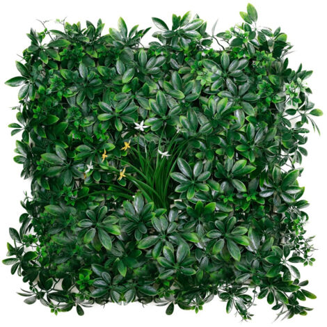 Paneles de pared seto artificial hoja grande 1m² - 4 piezas 50x50x4 cm