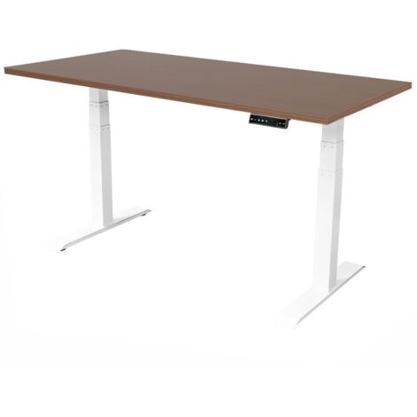 Escritorio orientable 180x80 cm - Bimotor - Blanco/Roble oscuro (1/5)