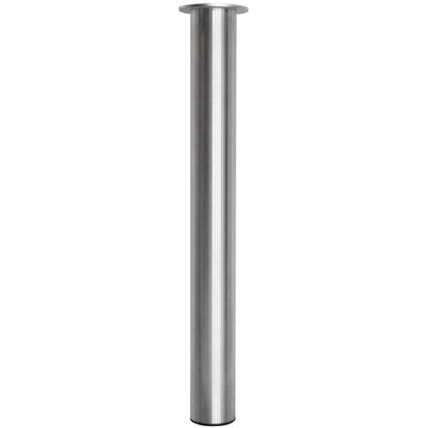 Pata de mesa redonda de acero inoxidable cepillado - Plata - 80 x 720