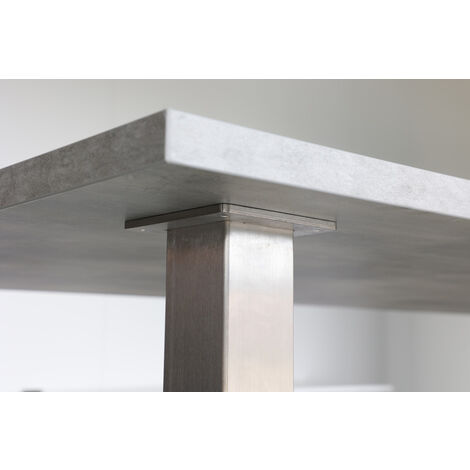 Pata de mesa de acero inoxidable cepillado Square - Plata - 60 x 60 x 720
