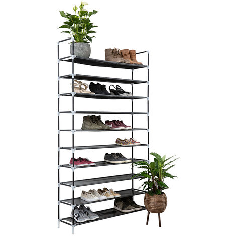 Zapatero estantería con 10 estantes - para 50 pares de zapatos 100x30x176cm  negro