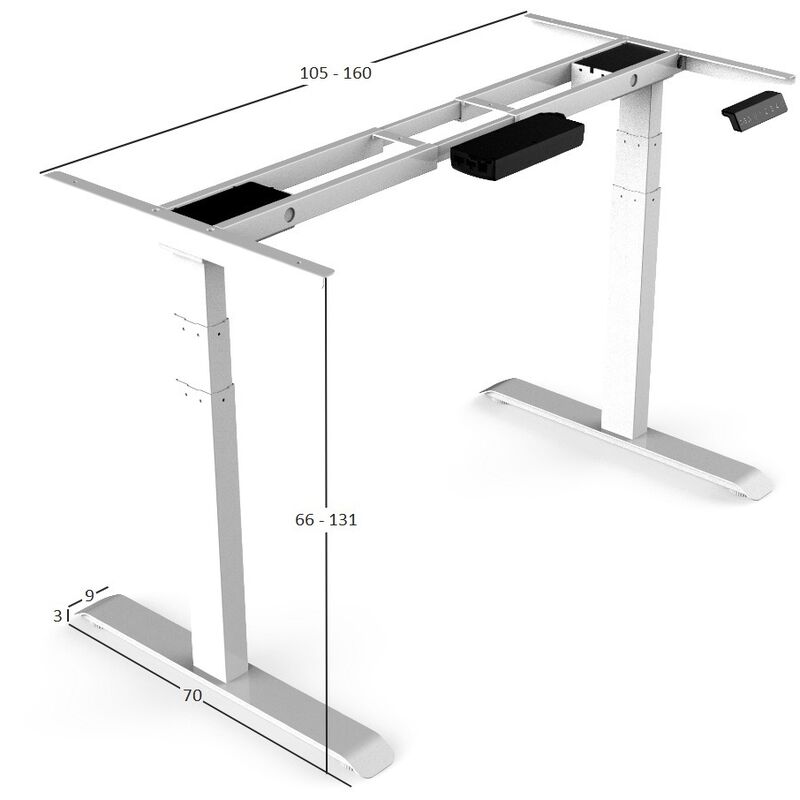 Scrivania regolabile elettricamente - 140x80 cm - Doppio motore - Nero /  Antracite