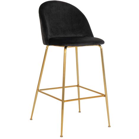 Sgabello da bar Vidin - nero - gambe in ottone (1/5)