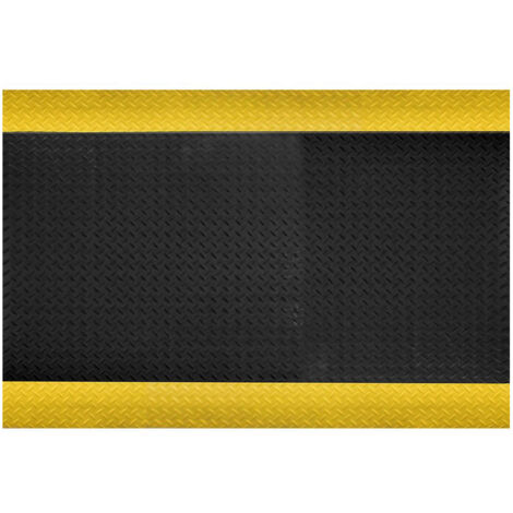 Tappetino ergonomico in rotolo - Anti-fatica - Con bordo-rampa giallo - Largo 90 cm - Spesso 15 mm (1/3)