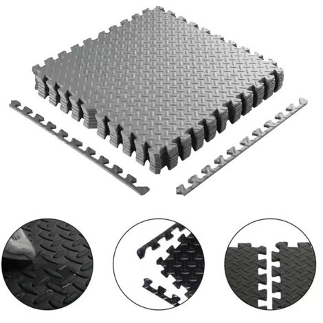 Piastrelle per pavimenti in schiuma EVA Grigio 12 mm - Set di 120x120 cm - 4 piastrelle con bordi