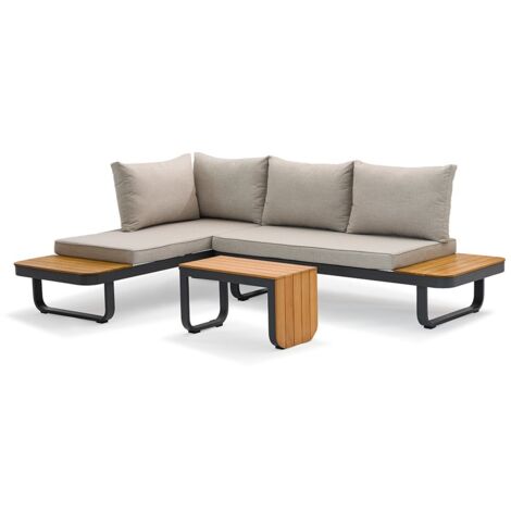 Set lounge multifunzionale SenS-Line Samos - Taupe - Alluminio e legno d'acacia (1/5)