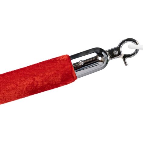 Cordone di sbarramento per dissuasori red carpet - Velluto rosso - Chiusura cromata (1/4)