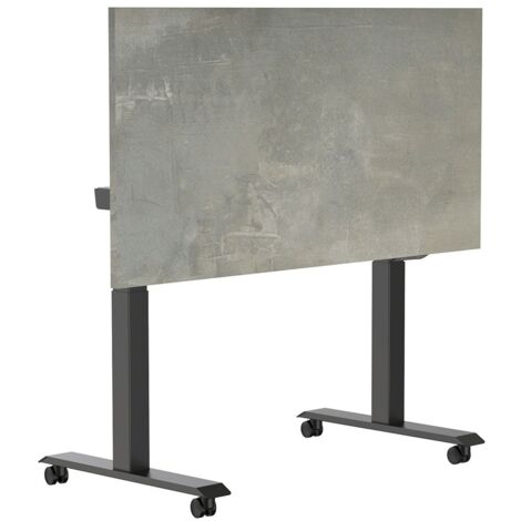 Scrivania mobile, pieghevole e regolabile elettricamente - 180x80 cm - Struttura nera - Look cemento grigio (1/3)