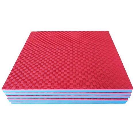 Tappeto puzzle in schiuma EVA rosso/blu 4cm - 104x104 cm per tessera - Set di 5 tessere con bordi