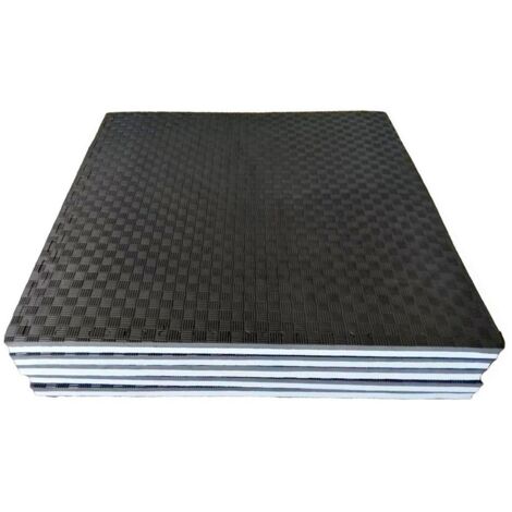 Tappeto puzzle in schiuma EVA nero/grigio 4 cm - 104x104 cm per tessera - Set di 5 tessere con bordi
