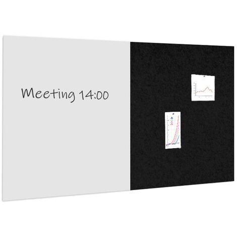 Pacchetto lavagna bianca / bacheca 100x200 cm - 1 lavagna + 1 pannello  acustico - Nero
