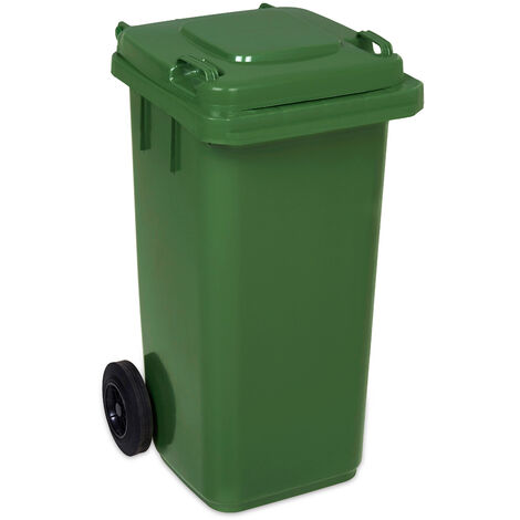 Bidone spazzatura per la raccolta differenziata rifiuti, capacità 360 Lt,  certificato UNI EN 840, per uso esterno, colore rosso : :  Commercio, Industria e Scienza