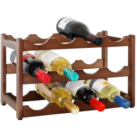 Portabottiglie a 5 livelli per vino con struttura stabile in legno