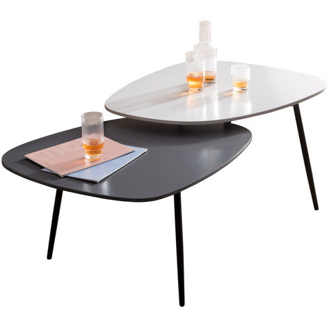 en.casa] Tavolino da Salotto Bianco Opaco 100 x 60 x 43cm Salotto tavolino  d'appoggio con mensola : : Casa e cucina