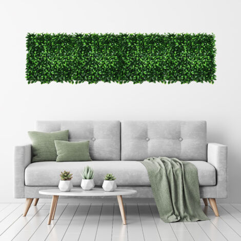 Pannelli murali artificiali con foglie di alloro - set di 4 - 50x50x4cm