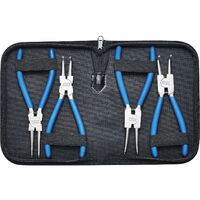 KRAFTPLUS K.105-4150 Jeu de pinces à circlips intérieurs et extérieurs 150 mm droite coudée pour bagues anneaux de sécurité - 4 pcs - avec étui