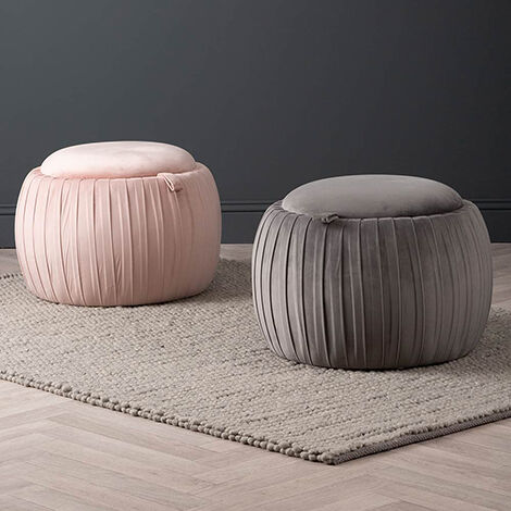 Round velvet outlet storage stool