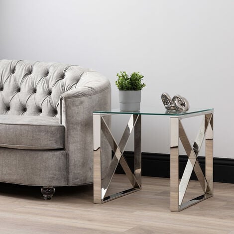 Silver sofa on sale side table