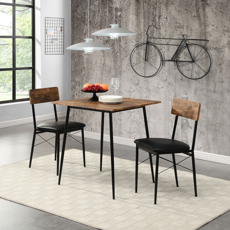 Fitueyes 3 piece dining deals table set with 2 benches