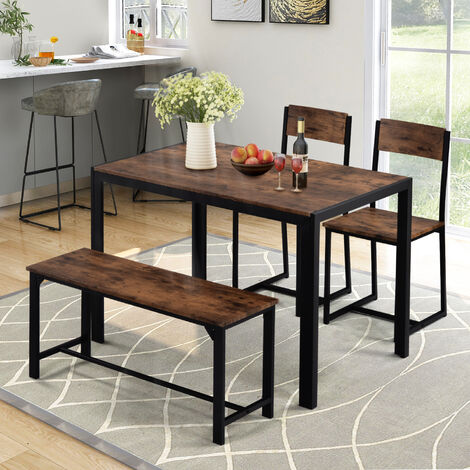 Dining Table And 2 Chairs 1 Bench Solid Wood Kitchen Furniture Dining Room Set