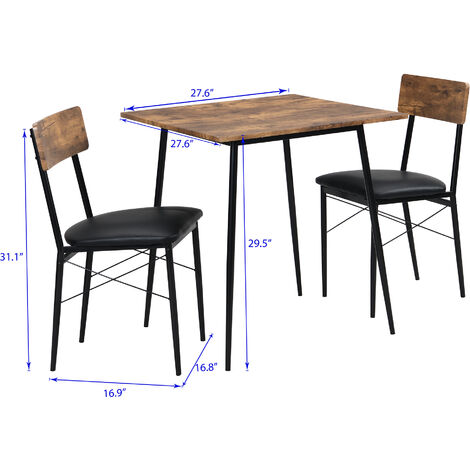 2-Seater Dining Set, 3-piece Dining Table Set 1 table with 2 chairs ...