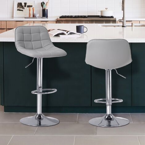 Set Of 2 Bar Stools Leather Velvet Adjustable Counter Dining Chairs Kitchen Pub 