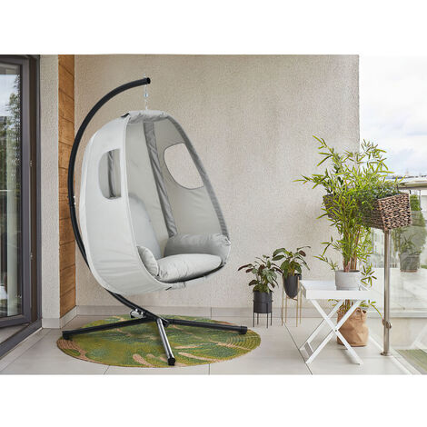 Garden Swing Seat Hanging Egg Chair Hammocks and Swing Seat Indoor & Outdoor Hammock Chair with Cushion, Water-resistant, Light Grey