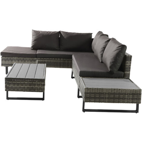 Garden Furniture Set Rattan Garden Lounge 5-seater Corner Sofa Set with Coffee Table Industrial Style