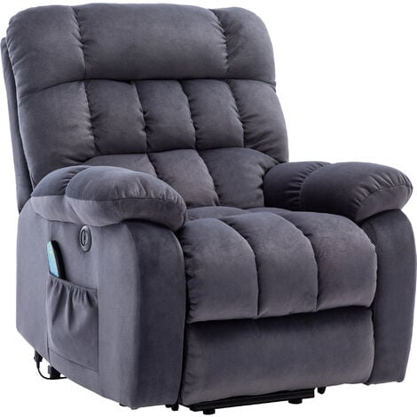 Electric Power Lift Recliner Chair Sofa Armchair with Massage and Heat for Elderly with 2 Side Pockets, USB Ports, Grey