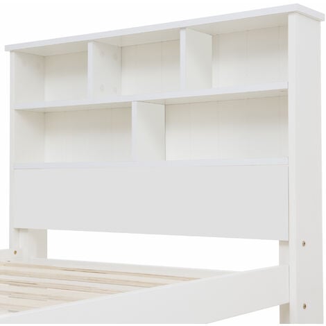 Wooden Bed 3FT Single Bed with Shelves and Drawer, Single bed with storage 90x190 cm