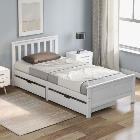 Single Bed 3ft 190x90cm Wooden Bed Frame Storage Bed with Drawers for Adults, Kids, Teenagers