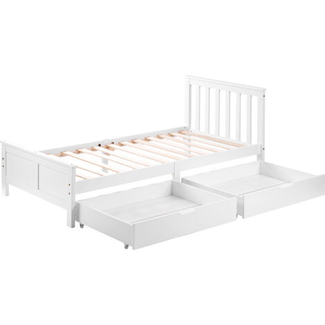 Single Bed 3ft 190x90cm Wooden Bed Frame Storage Bed with Drawers for Adults, Kids, Teenagers
