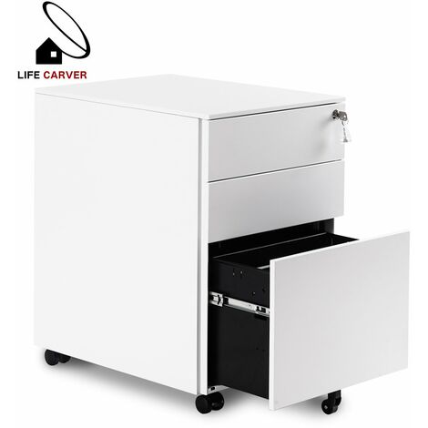 3 Drawer File Cabinet With Lock, Mobile Filing Cabinets 3 Drawer, Fully