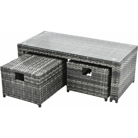 Rattan Garden Furniture Set 8 Seater Rattan Sofa Patio Garden Corner Sofa Set Garden Lounge with Coffee table & 2 stools