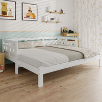 Daybed, Trundle, Cabin Bed, 3FT Single Guest Bed Sofa Bed, Pull Trundle White, 2 x 90x190cm