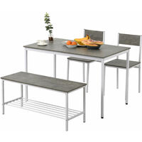Dining Table Set 4 Pcs Dining Table, Chairs and Bench grey