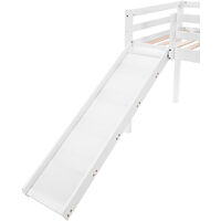 Cabin Bed Children's Loft Bed Frame 190x90cm with Slide & Ladder Bunk Bed for Kids with Adjustable Ladder and Slide, White
