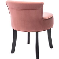 Velvet Dresser Stool Bedroom Chair Makeup Stool with Wooden Legs, Pink