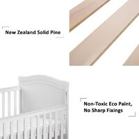 Cot Toddler Bed Solid Wood with Foam Mattress Safety Barrier 3 Adjustable Position White