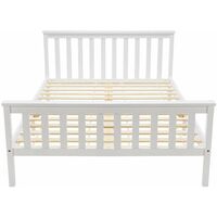 Double Bed Frame 4ft6 Wooden Bed White 135x190cm For Adults, Kids, Teenagers